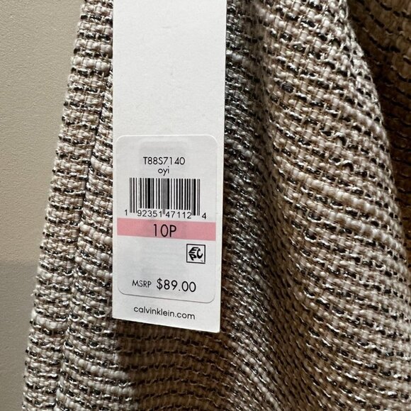 NEW Calvin Klein Beige Gray Tweed Pencil Skirt - Picture 8 of 8